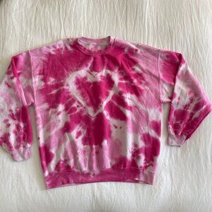 UO Pink Heart Tie Dye Crew Neck